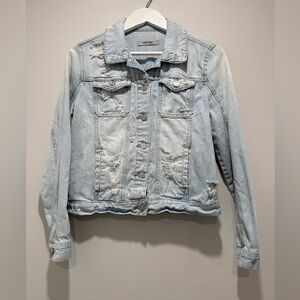 Refuge Light Blue Distressed Jean Jacket Size L